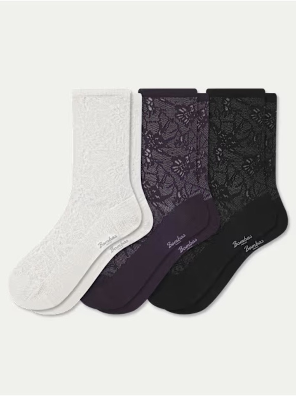 Bombas Floral Lace Half Calf Socks - Small